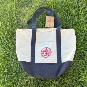 Trader Joe's Two-Tone Canvas Tote Bag in Natural and Black
